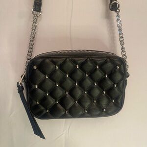 NWT Rebecca Minkoff, black diamond quilt studded top zip Crossbody